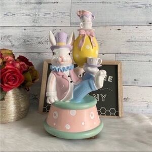Easter Bunny Mad Hatter Juggling Teacups Decor